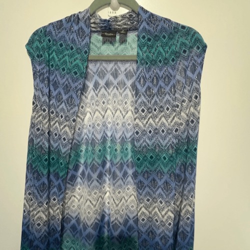Travelers Collection by Chico's Women's Multicolor Chevron Cardigan Vest 2/Large - Picture 2 of 10